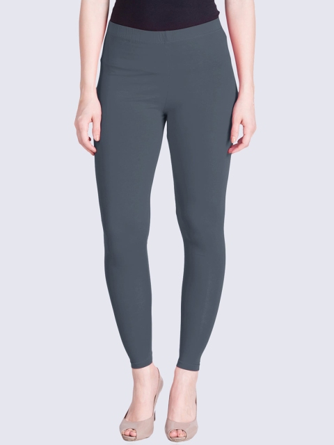 

LYRA Women Grey Solid Cotton Ankle-Length Leggings