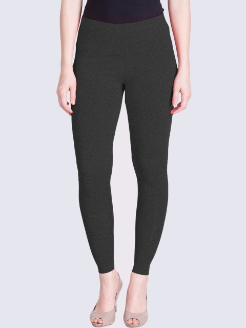 

LYRA Women Charcoal Black Solid Cotton Ankle-Length Leggings