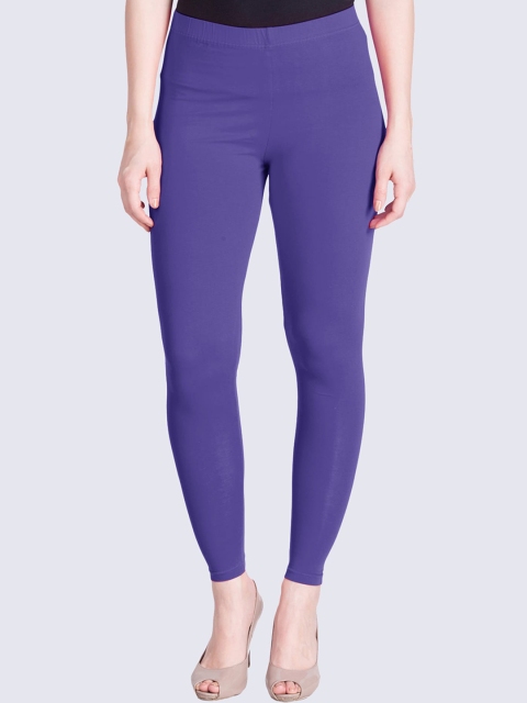 

LYRA Women Purple Solid Ankle-Length Cotton Leggings