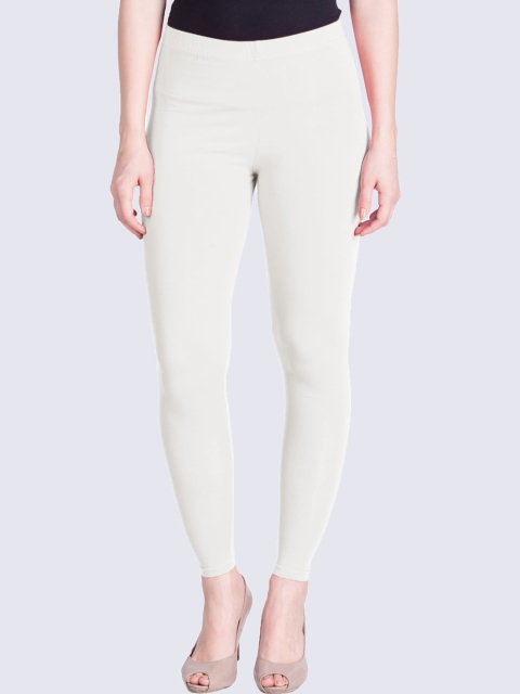 

LYRA Women White Solid Cotton Ankle-Length Leggings