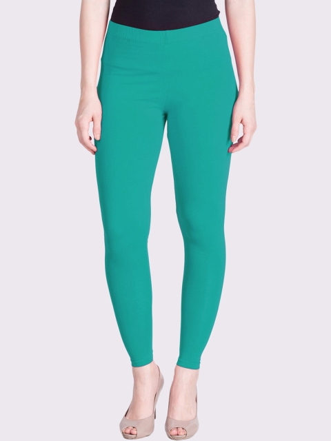 

LYRA Women Green Solid Cotton Ankle-Length Leggings
