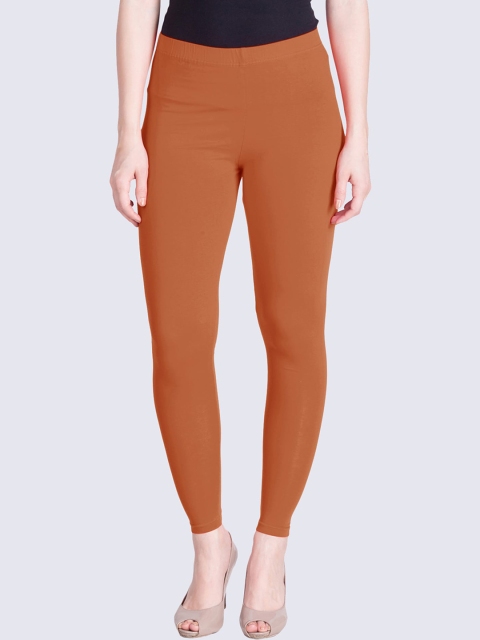 

LYRA Women Rust-orange Solid Cotton Ankle-Length Leggings
