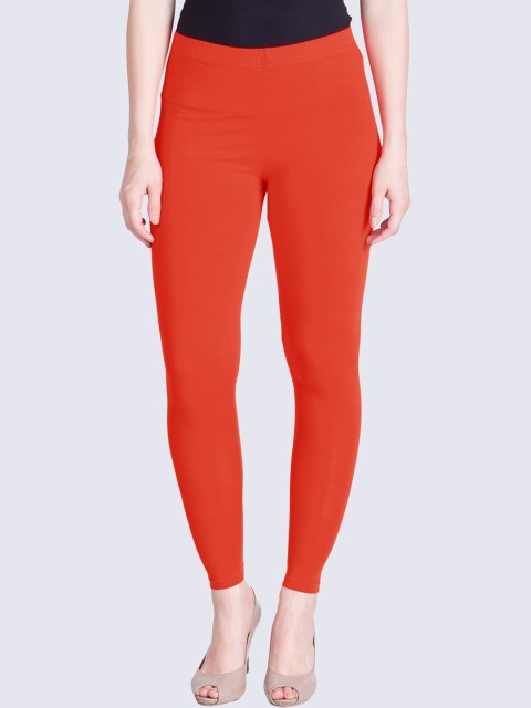 

LYRA Women Orange Solid Cotton Ankle-Length Leggings