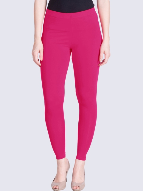 

LYRA Women Pink Solid Cotton Ankle-Length Leggings