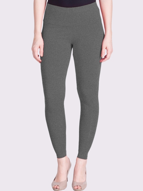 

LYRA Women Grey Solid Cotton Ankle-Length Leggings