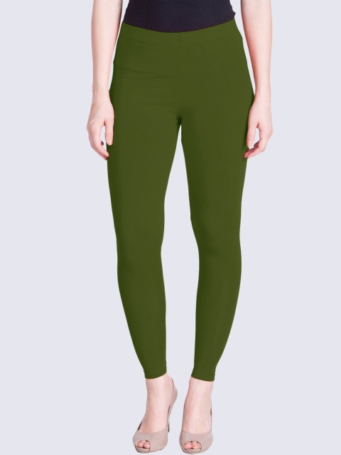 

LYRA Women Olive-Green Solid Ankle-Length Cotton Leggings