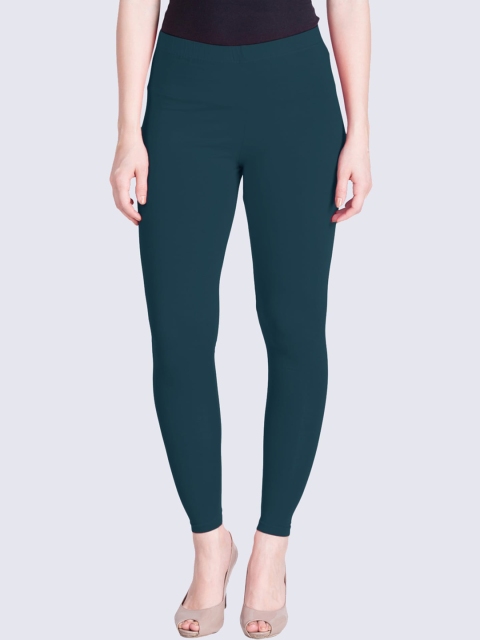 

LYRA Women Green Solid Cotton Ankle-Length Leggings