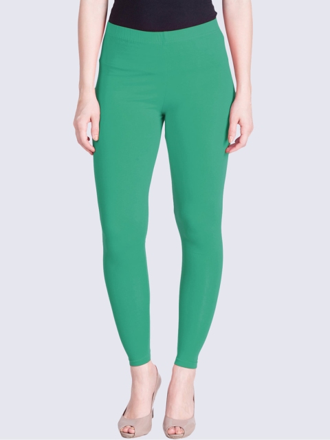 

LYRA Women Green Solid Cotton Ankle-Length Leggings