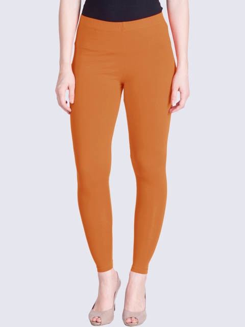 

LYRA Women Orange Solid Cotton Ankle-Length Leggings