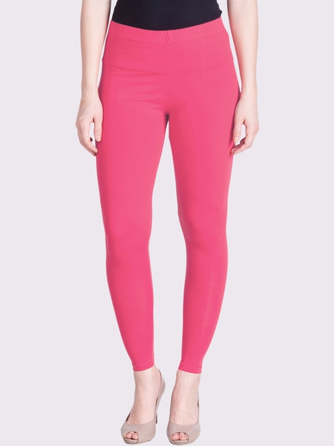 

LYRA Women Pink Solid Cotton Ankle-Length Leggings