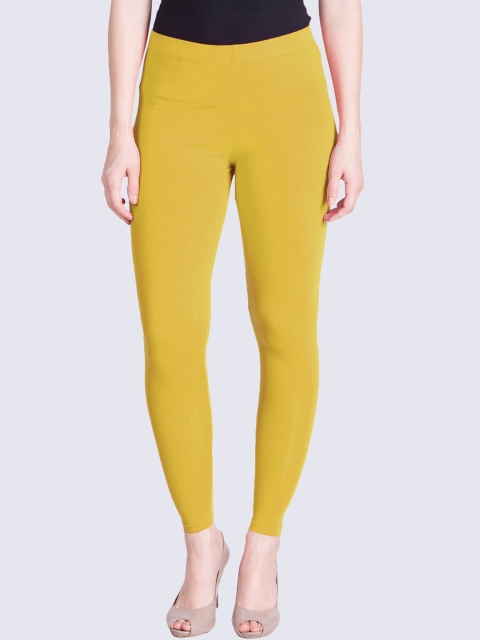 

LYRA Women Yellow Solid Cotton Ankle-Length Leggings