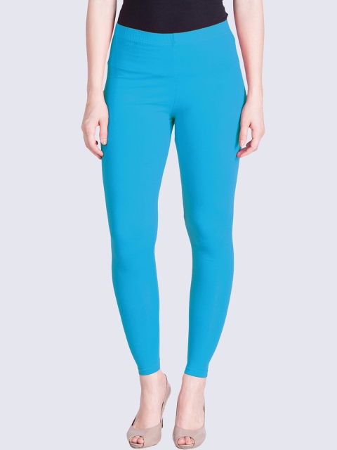 

LYRA Women Blue Solid Cotton Ankle-Length Leggings