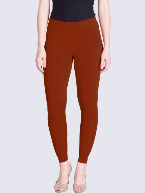 

LYRA Women Rust Orange Solid Ankle-Length Leggings