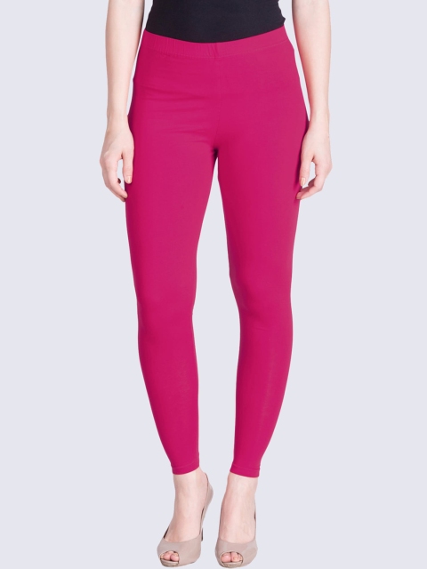 

LYRA Women Pink Solid Cotton Ankle-Length Leggings, Magenta