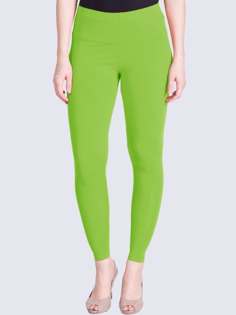 

LYRA Women Green Solid Cotton Ankle-Length Leggings