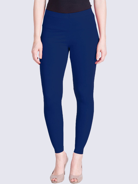 

LYRA Women Blue Solid Cotton Ankle-Length Leggings