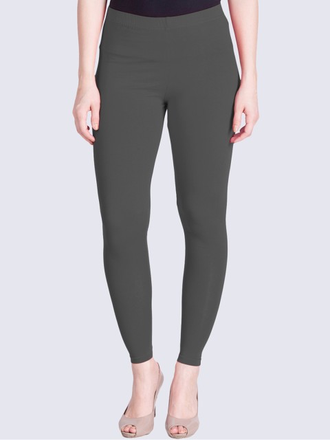 

LYRA Women Charcoal Grey Solid Cotton Ankle-Length Leggings