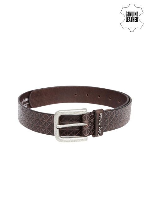 

Being Human Clothing Brown Textured Genuine Leather Belt