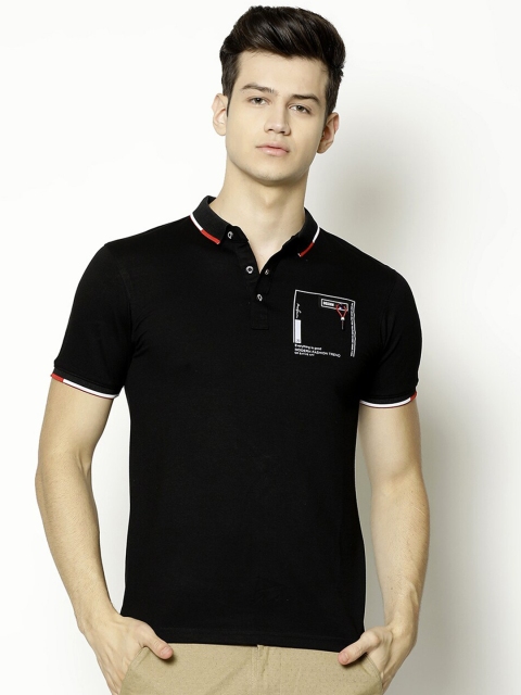 

V2 Value & Variety Men Black Polo Collar T-shirt