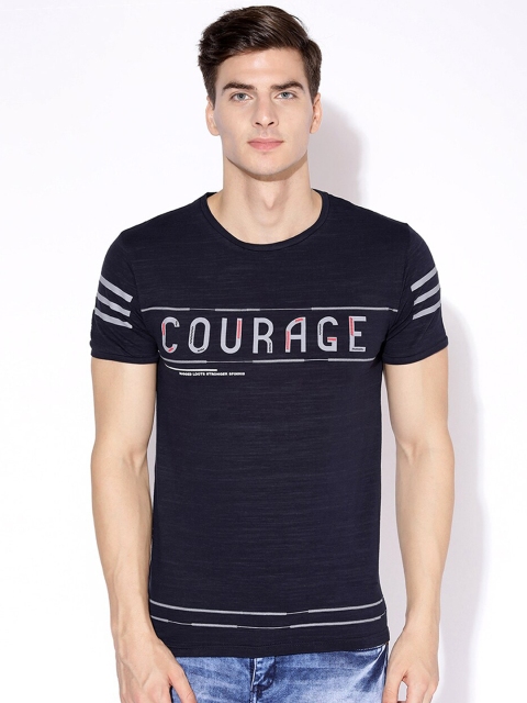 

V2 Value & Variety Men Navy Blue Typography Printed T-shirt