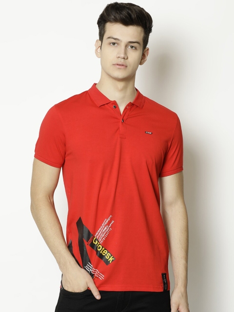 

V2 Value & Variety Men Red Polo Collar T-shirt
