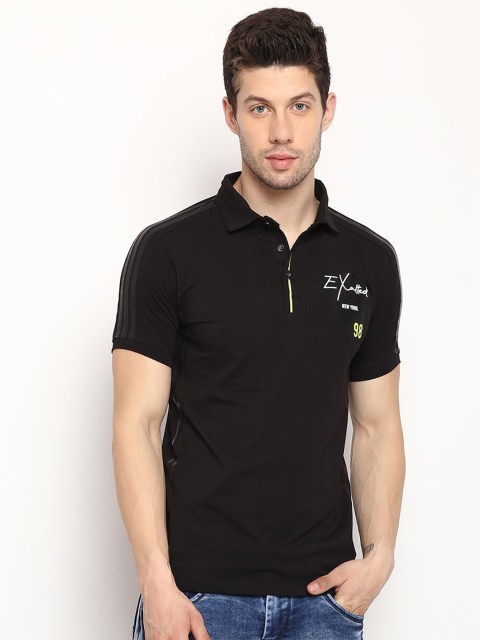 

V2 Value & Variety Men Black Polo Collar T-shirt