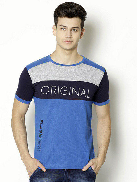 

V2 Value & Variety Men Blue & Grey Printed T-shirt