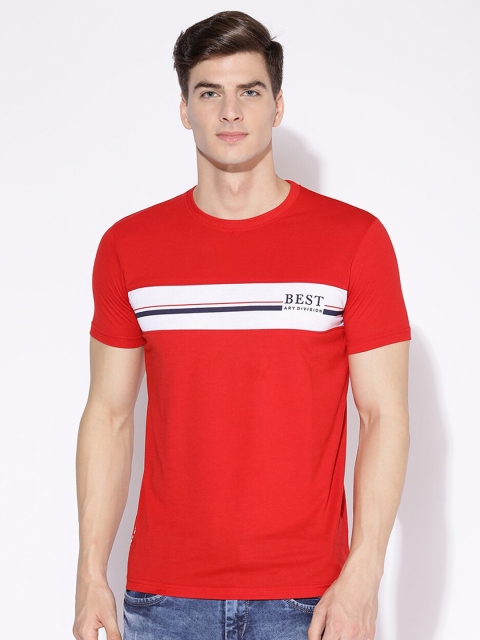 

V2 Value & Variety Men Red Typography Colourblocked T-shirt