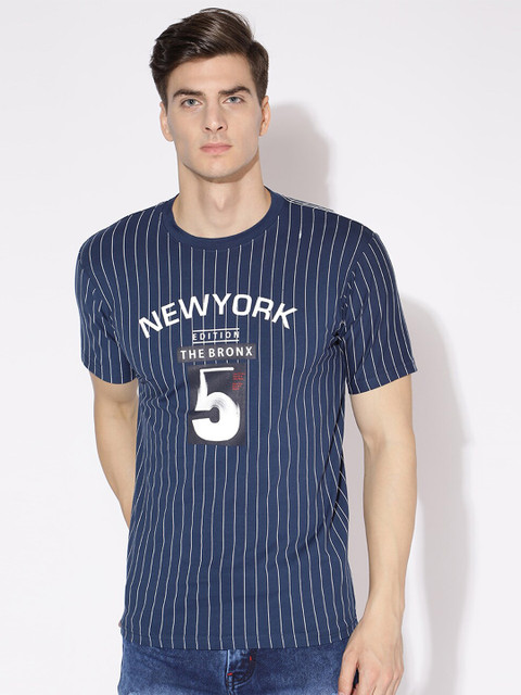 

V2 Value & Variety Men Blue Striped T-shirt