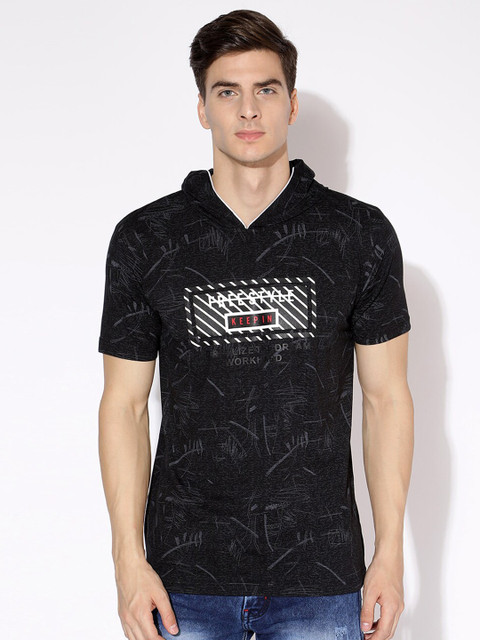 

V2 Value & Variety Men Black Printed Hoodie T-shirt