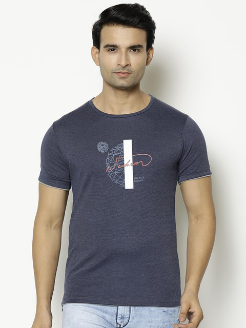 

V2 Value & Variety Men Navy Blue Typography Printed T-shirt