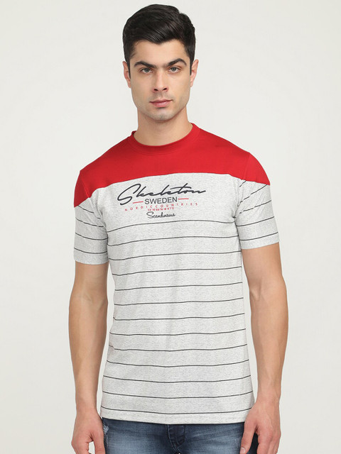 

V2 Value & Variety Men Grey Melange Striped T-shirt