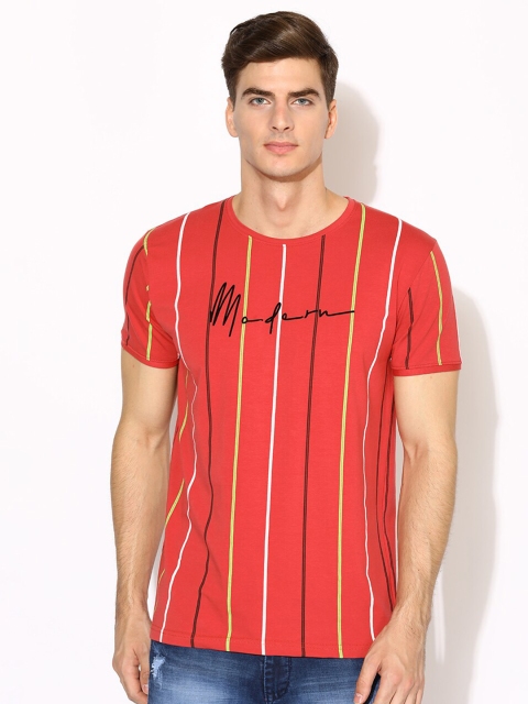 

V2 Value & Variety Men Rust Striped T-shirts