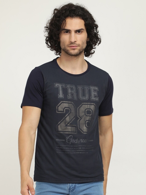

V2 Value & Variety Men Navy Blue Printed T-shirt