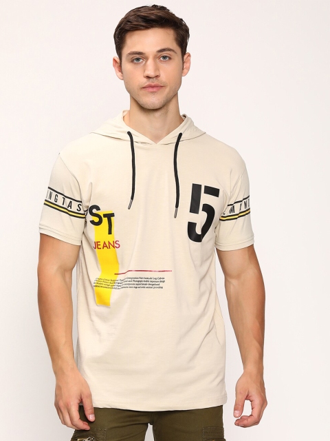 

V2 Value & Variety Men Beige Hooded T-shirt