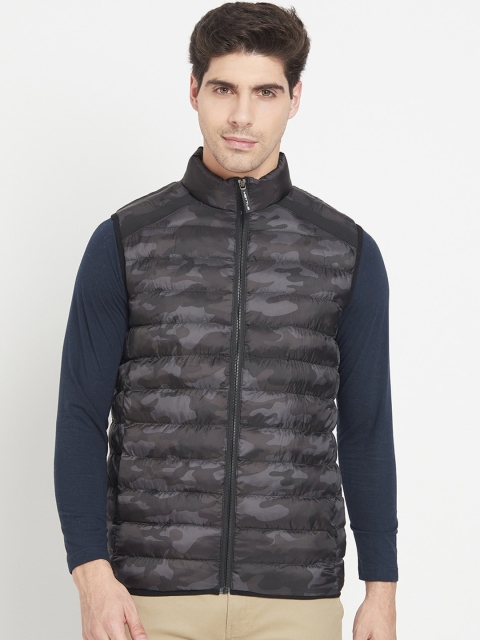 

METTLE Men Black Grey Camouflage Padded Jacket