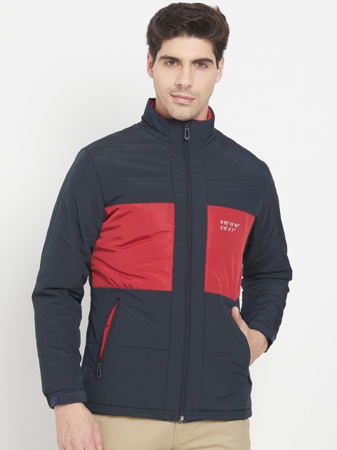 

METTLE Men Navy Blue Colourblocked Padded Jacket