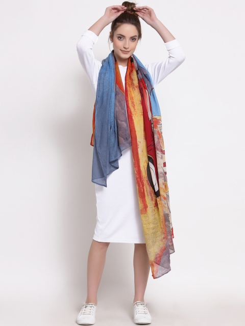 

J Style Women Red & Blue Abstract Printed Pure Cotton Stole