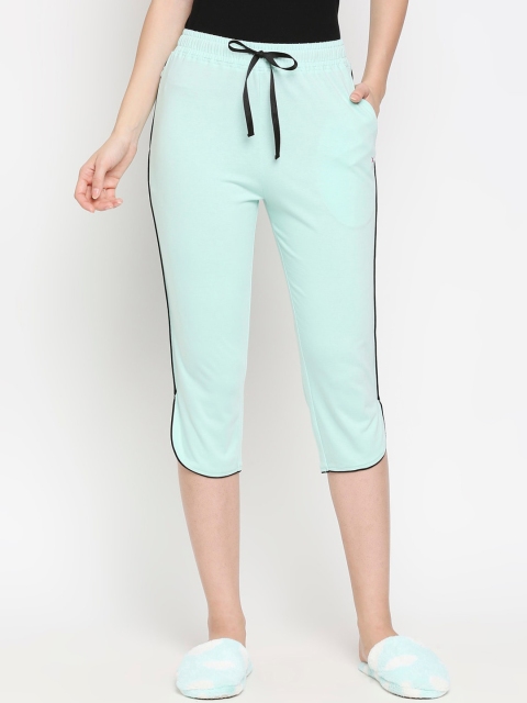 

XIN Women Green Solid Pure Cotton Relaxed-Fit Lounge Capris