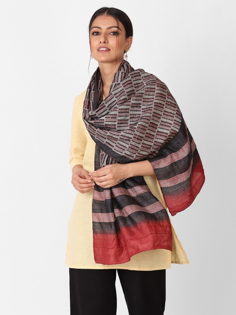 

Fabindia Women Grey & Brown Printed Stole
