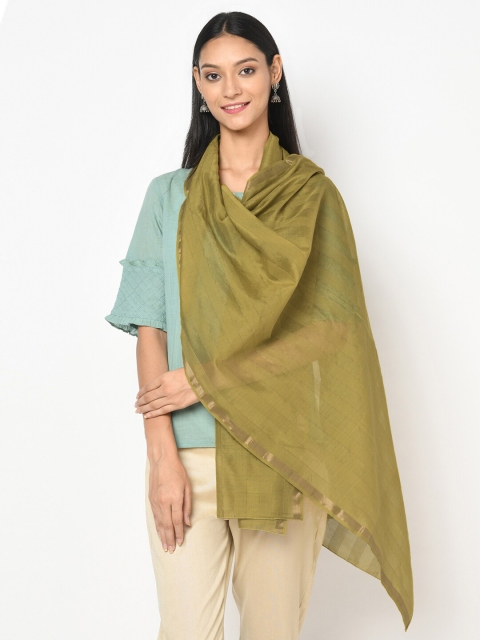 

Fabindia Women Olive Green & Gold-Toned Striped Stole