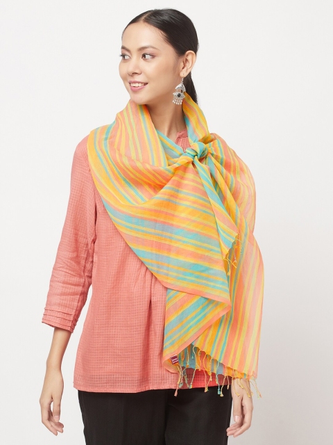 

Fabindia Women Yellow & Green Striped Stole