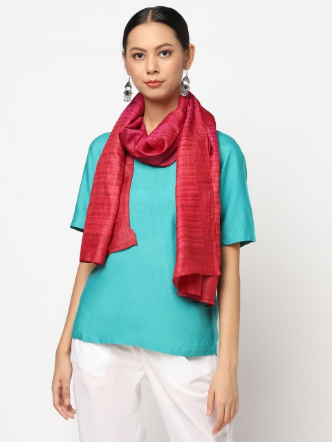 

Fabindia Women Magenta Striped Printed Stole
