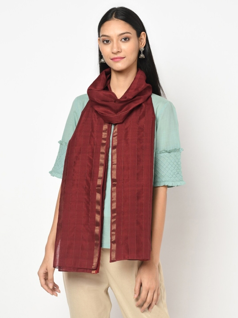 

Fabindia Women Maroon & Gold-Toned Striped Cotton Stole