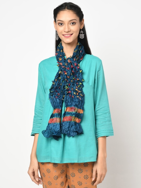 

Fabindia Women Blue & Green Silk Printed Stole