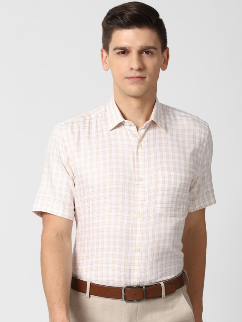 

Peter England Men Cream-Coloured Opaque Checked Formal Shirt