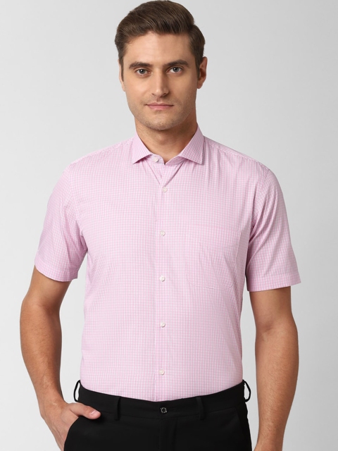 

Peter England Men Pink Micro Checks Opaque Checked Formal Shirt