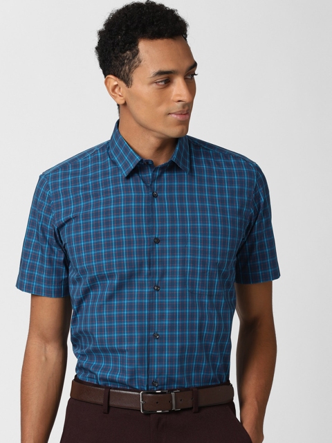 

Peter England Men Blue Opaque Checked Formal Shirt