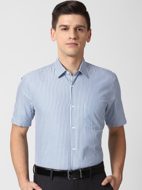 

Peter England Men Blue & White Opaque Pinstriped Formal Shirt