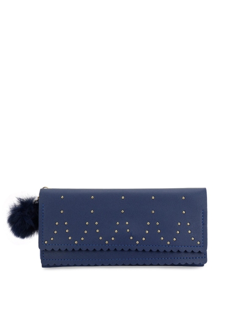 

ZEVORA Women Blue & Gold-Toned Textured Envelope Wallet